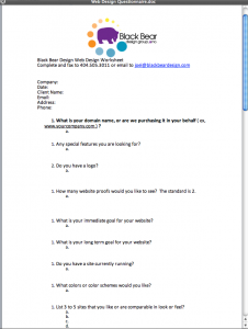 Web Design Questionnaire