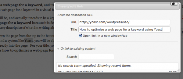 How to optimize a link title for a keyword